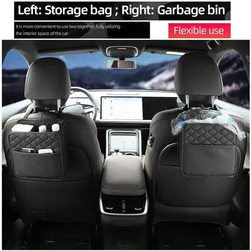 Multifunctional Car Seat Storage Bag Leather Auto Organizer Garbage Ba