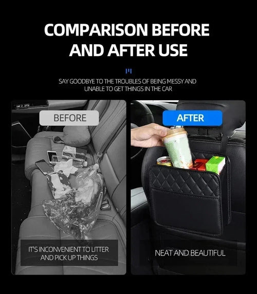 Multifunctional Car Seat Storage Bag Leather Auto Organizer Garbage Ba