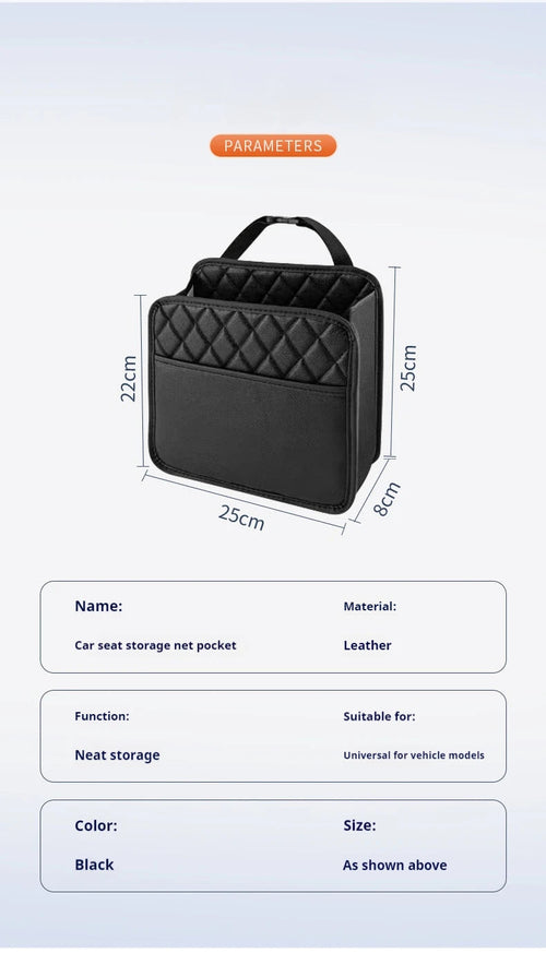 Multifunctional Car Seat Storage Bag Leather Auto Organizer Garbage Ba
