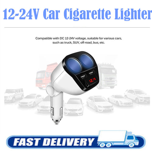1 to 2 Car Cigarette Lighter Dual Charger