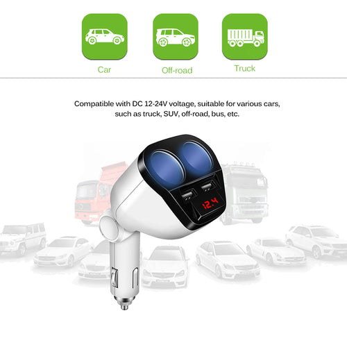 1 to 2 Car Cigarette Lighter Dual Charger